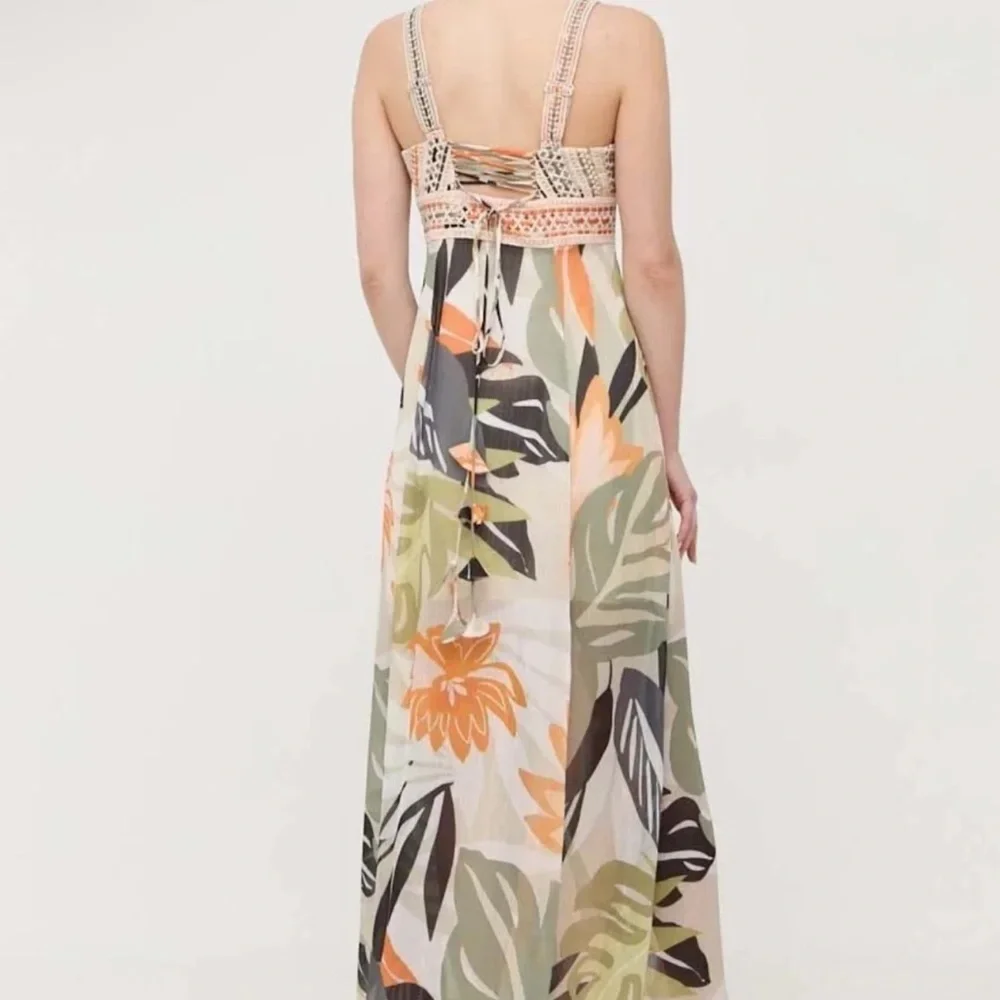 Guess Women Multi Foliage Form Print Eco Serena Dress NWT 228.00